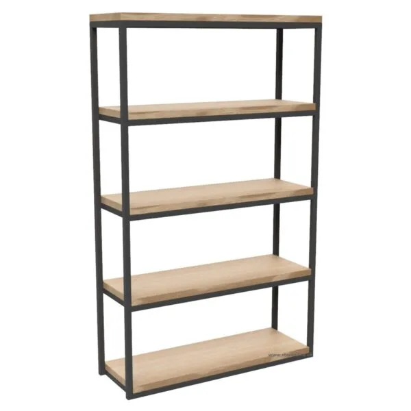 Industrial-design-Steel-and-Oak-shelving-unit-1