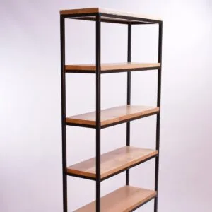Industrial Design Steel and Oak Shelving Unit - Image 2