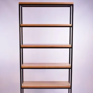 Industrial Design Steel and Oak Shelving Unit - Image 3
