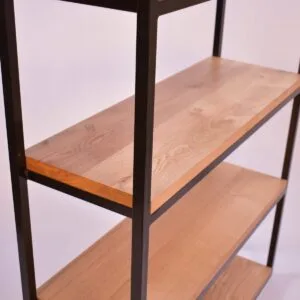 Industrial Design Steel and Oak Shelving Unit - Image 4
