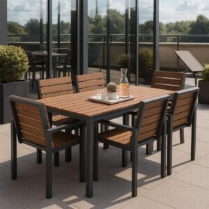Tamar Outdoor Dining Table With Slatted Top - Image 1
