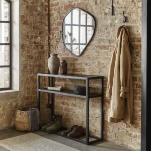 Cuboid Shaped Steel Console Table With Shelf - Image 1
