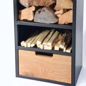 Free Standing Industrial Log Store With Drawer - Image 5