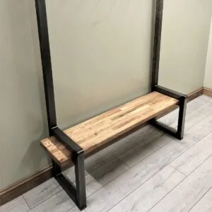 Industrial Hallway Steel And Oak Bench With Coat Rail - Image 5