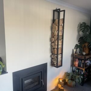Industrial Style Wall Mounted Log Store With Mesh Backing - Image 3