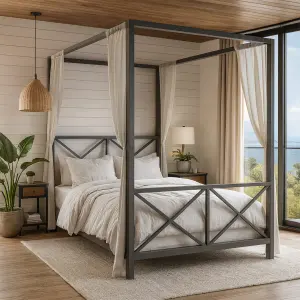 Newquay Steel Four Poster Bed Frame - Image 1