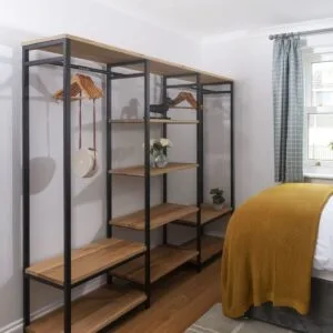 Open Unit With Two Hanging Rails And Shelves In The Middle - Image 3