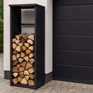 Outdoor Aluminium Tall Firewood Rack With Closed In Sides And Roof - Image 1