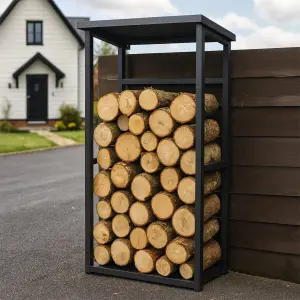 Outdoor Aluminium Tall Log Store With Roof - Image 1