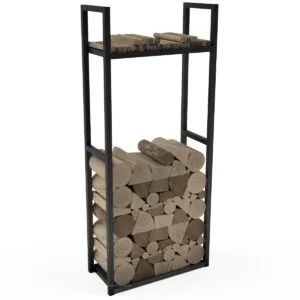 Outdoor Aluminium Tall Log Store With Shelf For Kindling - Image 4