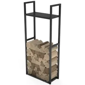 Outdoor Aluminium Tall Log Store With Shelf For Kindling - Image 5