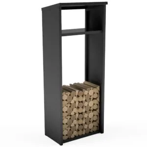 Outdoor Aluminium Tall Log Store With Sides, Roof And Shelf For Kindling - Image 3