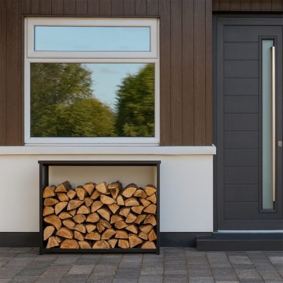 Outdoor Aluminium Under Window Log Store With Closed-in Sides And Roof ...