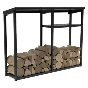 Outdoor Aluminium Under Window Log Store With Roof And Shelf For Kindling - Image 4