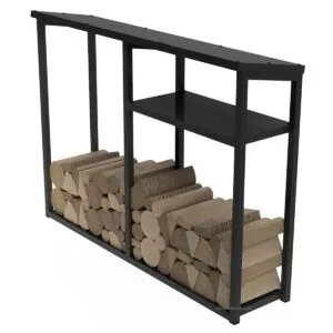 Outdoor Aluminium Under Window Log Store With Roof And Shelf For Kindling - Image 5