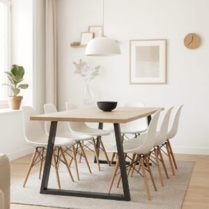Reversed Trapezium Shaped Table Legs With Top Support Bar - Image 2