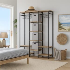 Open Unit With Two Hanging Rails And Shelves In The Middle - Image 5