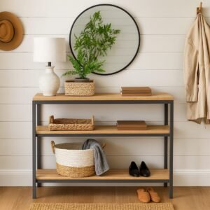 Three-Tiered Steel Console Table Frame - Image 2