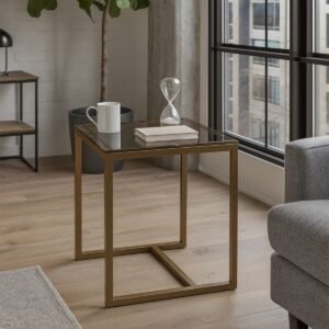 Balmoral Steel & Glass Cuboid Side Table - Image 1