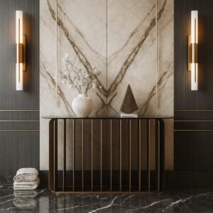Shard Steel & Glass Console Table - Image 1