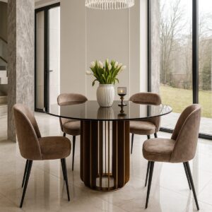 Shard Steel & Glass Round Dining Table - Image 1