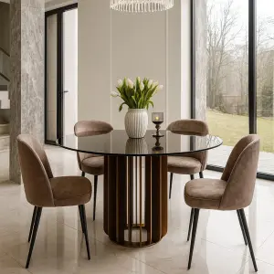 Shard Steel & Glass Round Dining Table - Image 1
