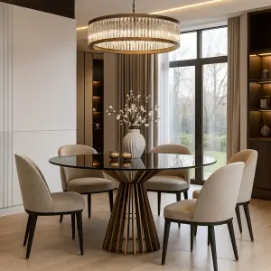 Soho Steel & Glass Round Dining Table - Image 1