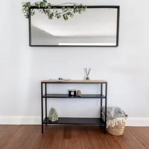Blenheim Steel & Solid Oak Console Table with Steel Shelves - Ex-Display - Image 5