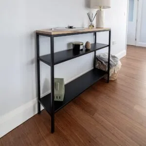 Blenheim Steel & Solid Oak Console Table with Steel Shelves - Ex-Display - Image 2