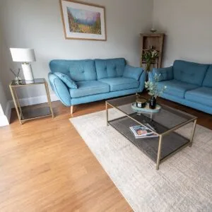 Westminster Steel & Glass Coffee Table with Glass Shelf - Image 9
