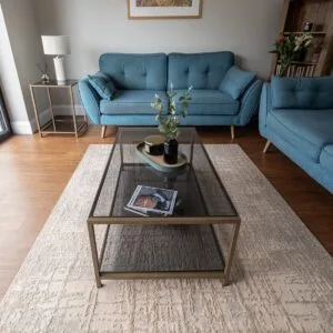 Westminster Steel & Glass Coffee Table with Glass Shelf - Image 11