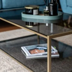 Westminster Steel & Glass Coffee Table with Glass Shelf - Image 2