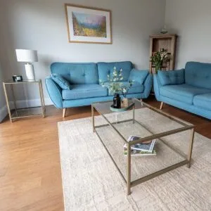 Westminster Steel & Glass Coffee Table with Glass Shelf - Image 7