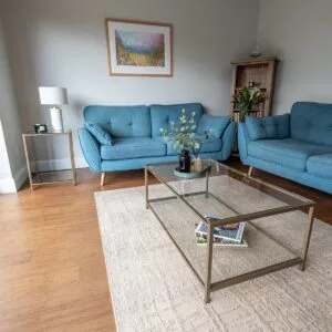 Westminster Steel & Glass Coffee Table with Glass Shelf - Image 4