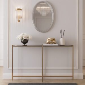 Sandringham Steel & Glass Oval Console Table - Image 1