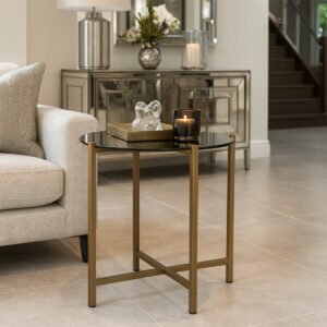 Sandringham Steel & Glass Oval Side Table - Image 1