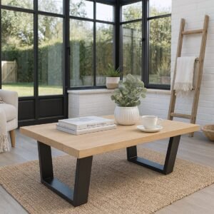 Pair Of Reversed Trapezium Shaped Aluminium Coffee Table Legs - Image 2