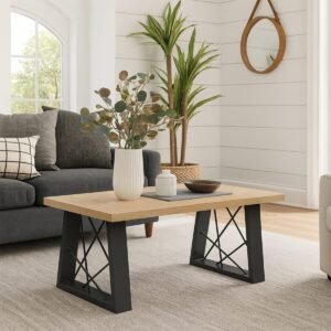 Pair Of Trapezium Shaped Coffee Table Legs With Inner Bars - Image 2