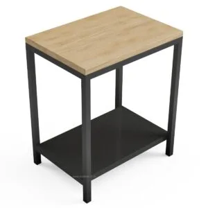 Blenheim Steel & Solid Oak Side Table with Steel Shelf - Image 6
