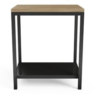 Blenheim Steel & Solid Oak Side Table with Steel Shelf - Image 7