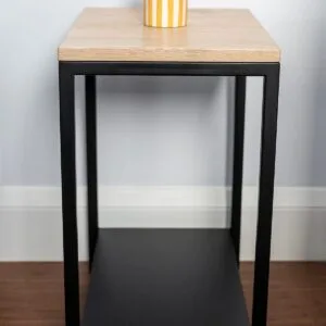 Blenheim Steel & Solid Oak Side Table with Steel Shelf - Image 3