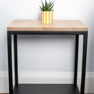 Blenheim Steel & Solid Oak Side Table with Steel Shelf - Image 4