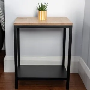 Blenheim Steel & Solid Oak Side Table with Steel Shelf - Image 1
