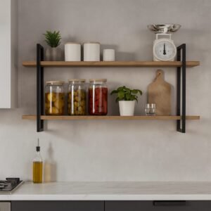 2-Shelf Floating Wall Hung Steel Shelving Bracket - Image 1
