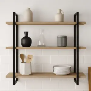 3-Shelf Floating Wall Hung Steel Shelving Bracket - Image 1