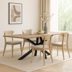 Woolacombe Steel & Oak Dining Table - Image 3
