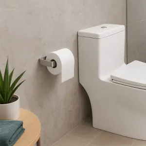 Brushed Stainless Steel Toilet Roll Holder - Image 1