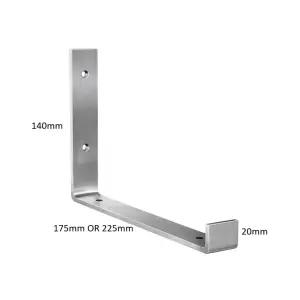 J Shape Brushed Stainless Steel Shelf Bracket - Image 5