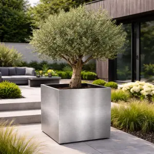 Square Outdoor Stainless Steel Planter - Image 1