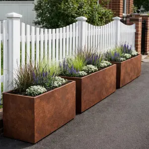 Rectangular Outdoor Corten Steel Planter - Image 1